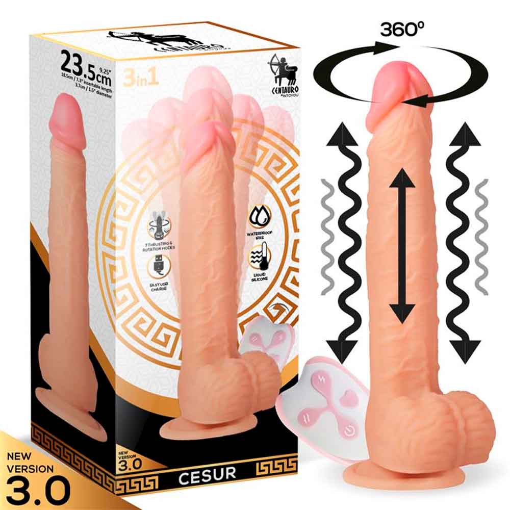 Vibrador realista rotativo y telescópico